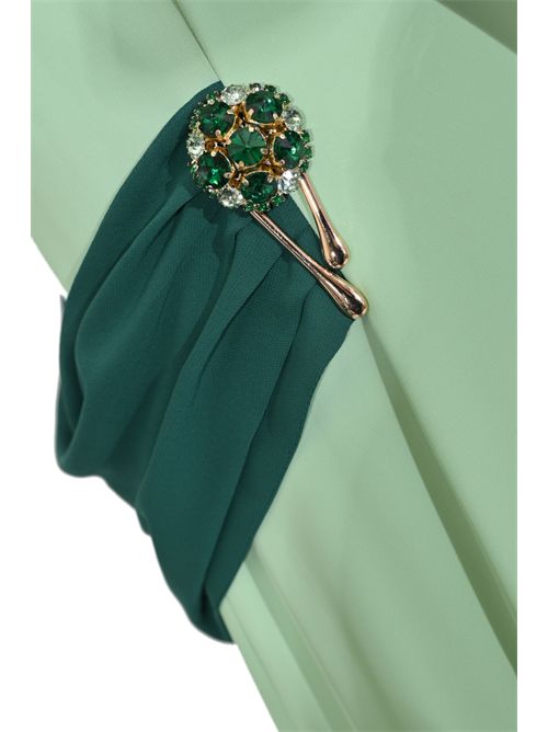 Abito in crepe con boccale e bottoni gioiello GIANNI MOLARO | A2610MENTA/VERDE